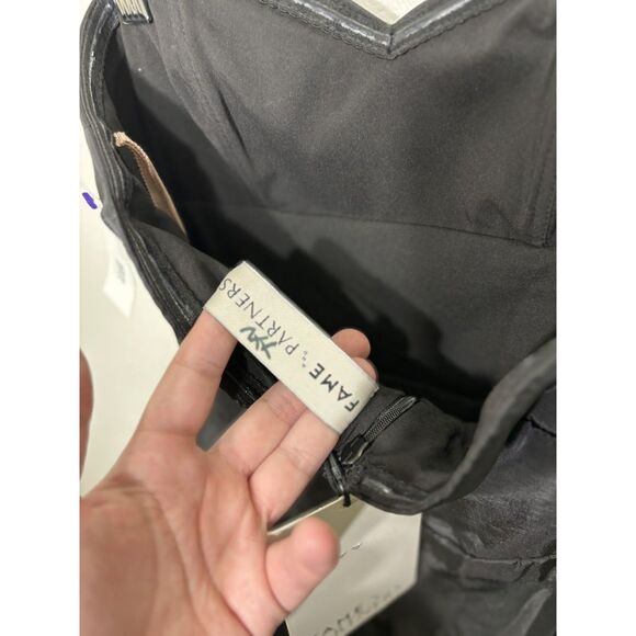 Fame and Partners Black Strapless Dress Taffeta Classic Wedding Guest Formal 2 - Picture 2 of 5